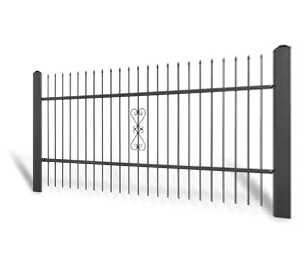 Kovaný plot Samonosná posuvná brána 3000 × 1450 mm, pozinkovaná výplň typ 58.09