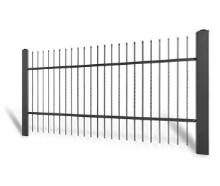 Kovaný plot Dvoukřídlá brána 3000 × 1450 mm, pozinkovaná výplň typ 58.23